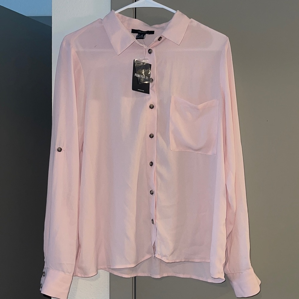 Forever 21 pink button up blouse